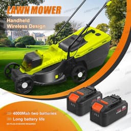 Accu grasmaaier - Elektrische maaier Grasmaaier - Gazon onderhouden - Borstelloze motor - 33 cm maaibreedte - Zwart — thumbnail 4