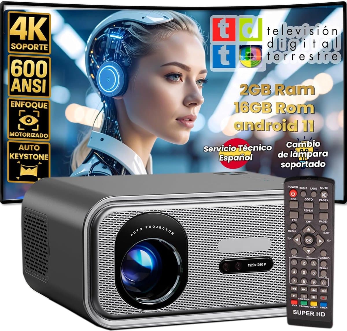 Full HD Beamer - Thuisbioscoop Projector - Films Kijken - Ingebouwde DVB-T2 HD Tuner - Tot 300 inch — afbeelding 1