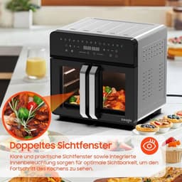 Airfryer – Heteluchtfriteuse – Friteuse – Heteluchtoven – Gezond Koken – 23L XXL Inhoud – Dual-Zone Met Koekprogramma’s & Verlichting — thumbnail 2