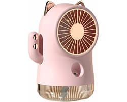 Ventilator - Mini ventilator - Oplaadbare kleine ventilator met vernevelaar, krachtige luchtstroom met 3 standen, draagbare tafelventilator, brede luchtverspreiding, stille oscillerende luchtcirculator voor thuis en op kantoor (roze) — afbeelding 1