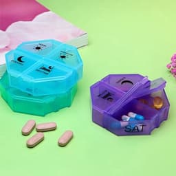 Haofy Medicijncontainer 28 compartimenten Verzegelde draagbare opbergdoos voor 7 dagen Handig medicijnbeheer voor dagelijks gebruik (transparant zeven kleuren) — thumbnail 2