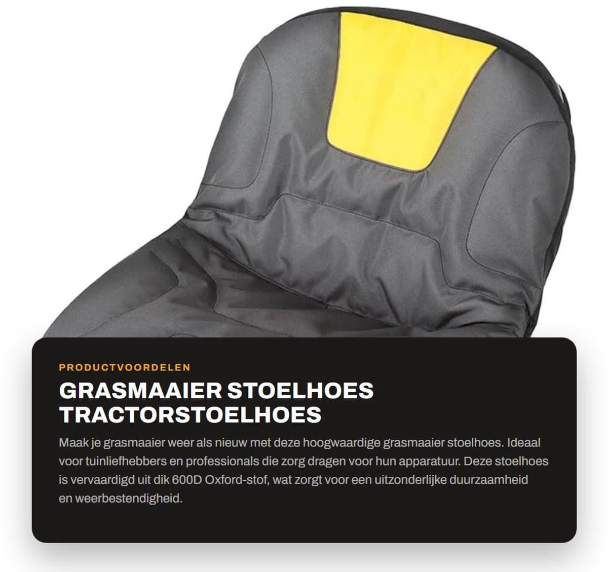 Dailygoods- Grasmaaier Stoelhoes Antislip - Tractorstoelhoes - Slijtvaste Oxford-stof - Ademend - Eenvoudig te installeren - Bescherming voor zitmaaier — afbeelding 1