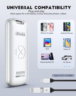 Externe SSD - Draagbare Harde Schijf - Snelle Data Overdracht - USB 3.2 Gen 2x2 - 256 GB - Zilver — thumbnail 2