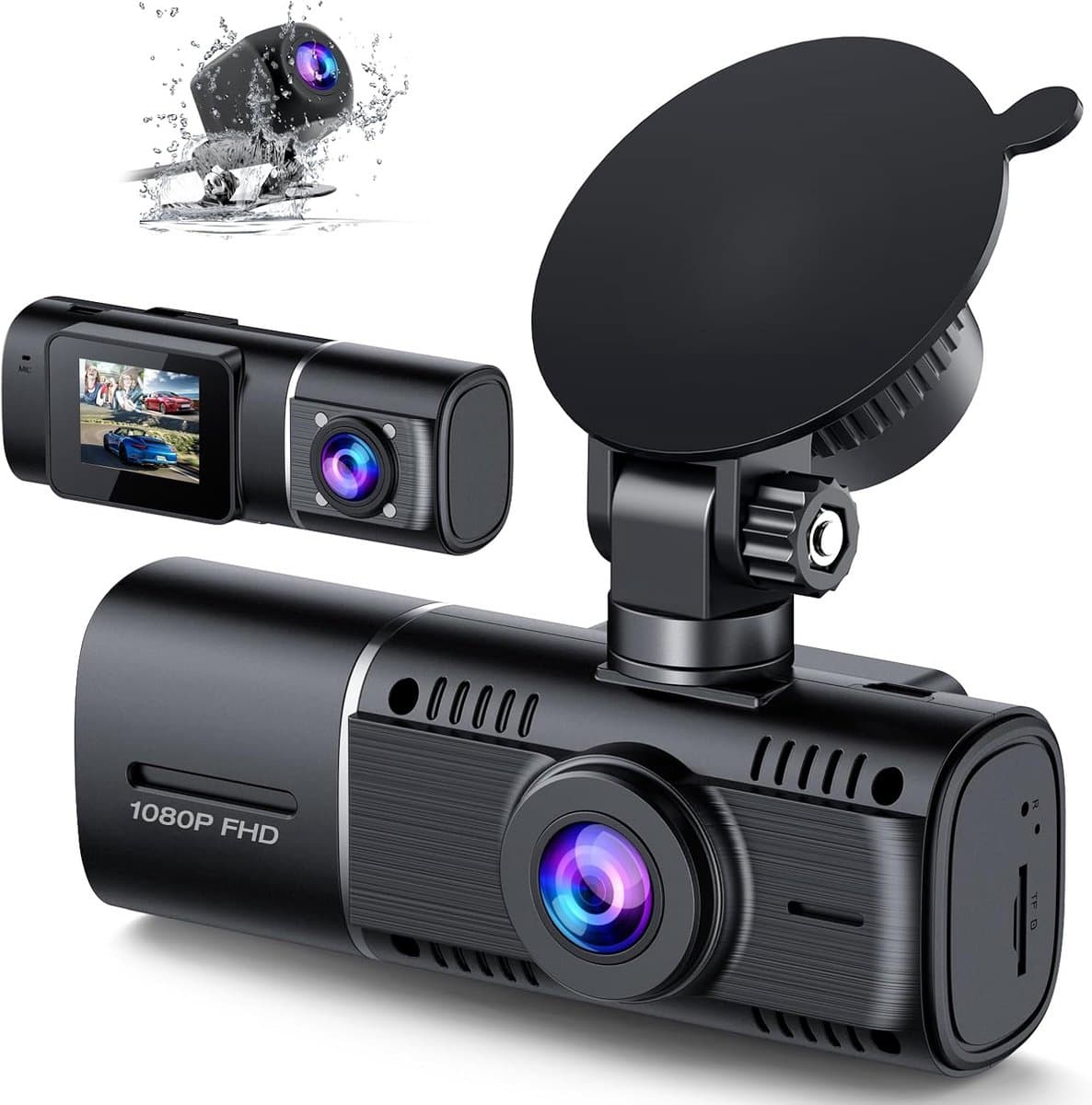 Auto Dashcam - Rit Camera - Veilig Documenteren - Drie Kanalen Opname - 1080p FHD - Zwart — afbeelding 1