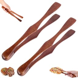 2 stuks - Houten broodklemmen - Voedselklemmen - Barbecue tang - voedselklem van hout - Houten toastklemmen - Geschikt voor keukens en grills - 27x6cm - Geschikt voor koken grillen brood steak salades fruit airfryers augurken snacks enz — thumbnail 1