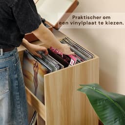 SNJY® Platenspeler Meubel - Platenspeler Kast - LP Houder - Platenhouder - 40D x 80B x 82,6H cm - Lichtbruin — thumbnail 3