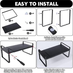 Wasmachine Droger Kit - Wasrek Verbinding - Ruimte Optimalisatie - Antislip Plank - 70 cm - Grijs — thumbnail 4