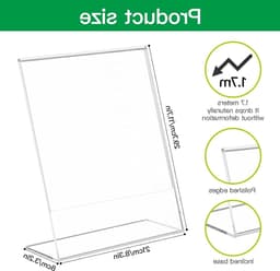 A4 Staander voor Menu of Prijslijst, Verticale Transparante Plexiglas Houder voor Signage met Hoge Zichtbaarheid — thumbnail 5