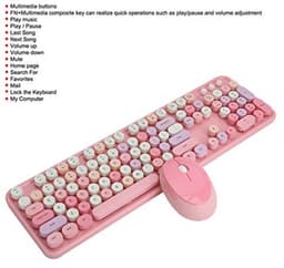 Schattige Toetsenbord en Muis Set met 104 Toetsen, Retro Typemachine Stijl, Verbeterde Kantoor Efficiëntie, Multimedia Knop, Ergonomisch Ontwerp, Intelligente, Roze Thema — thumbnail 5
