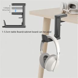 Hoofdtelefoonhouder - Koptelefoonhaak Tafelklem - Bureau Organisatie - 360 Graden Roterend - 5 Stuks - Wit — thumbnail 2