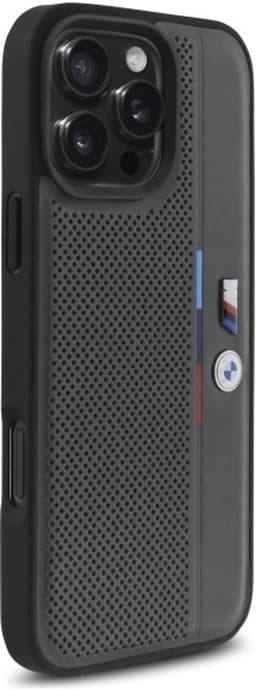 BMW M Perforated Tricolor Detail Line - iPhone 16 Pro Max Hoes - Luxe - Antraciet — thumbnail 1