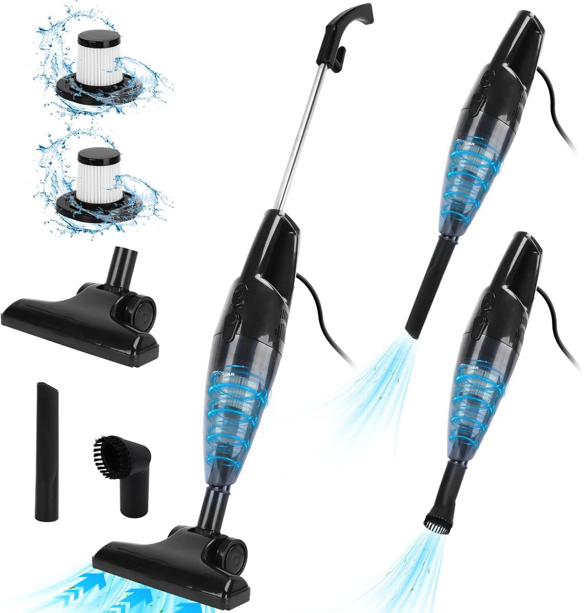 Aigostar 30ENC - 4-in-1 Steelstofzuiger - Stofzuiger Zonder zak - Hepa filter - 7 Meter Kabel - Vacuum Cleaner - 600W - Zwart — afbeelding 1