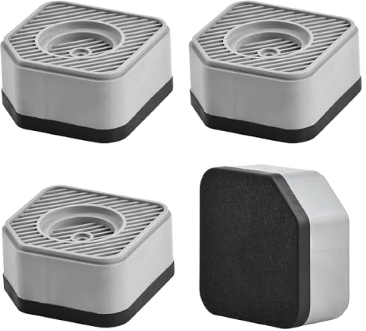 Anti-vibratiepads voor wasmachine - Set van 4 - Antislip rubberen voeten - Universele stabilisator tot 100 kg - 9x9x4,5 cm - Grijs — afbeelding 1