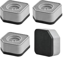 Anti-vibratiepads voor wasmachine - Set van 4 - Antislip rubberen voeten - Universele stabilisator tot 100 kg - 9x9x4,5 cm - Grijs — thumbnail 1