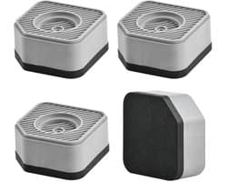 Anti-vibratiepads voor wasmachine - Set van 4 - Antislip rubberen voeten - Universele stabilisator tot 100 kg - 9x9x4,5 cm - Grijs