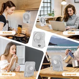 VHV - Ventilator - Tafelventilator - Mini ventilator - Tafelventilator met USB-aansluiting - Klein formaat - 2500 mAh batterij - Stille mini-tafelventilator met LED-display - Draagbare bureauventilator - Voor thuis - Kantoor en kamperen - Wit — thumbnail 5