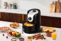MIRA® Mini airfryer - Airfryer - Airfryer klein - Zwart - 27cm x 20cm x 32cm — thumbnail 3