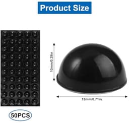 50 Stuks Rubberen Voetjes Zelfklevend – 18 mm Halfronde Siliconen Bumper Pads voor Luidsprekers, Meubels, Elektronica en Glazen Tafelbladen — thumbnail 3