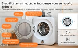 Wasdroger 3kg – 65dB – 8 programma's – NTC sensor – voor kleine huishoudens – 53,5x42x65 cm – 1 stuks – wit — thumbnail 10