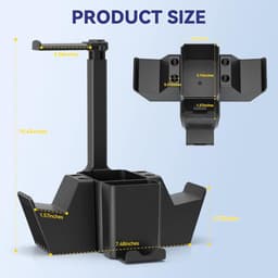 Dual Controller Houder met Headset Stand - Universele Desk Organiser met Mobiele Telefoon Houder - Multifunctionele Gaming Organiser voor Pen Xbox ONE PS5 PS4 PC Accessoires Kantoor Thuis Zwart — thumbnail 2
