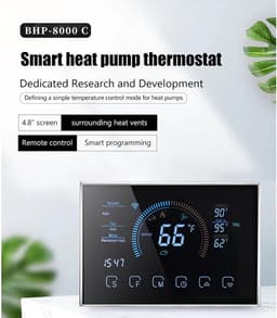 Slimme Thermostaat - Warmtepomp Bediening - Energie Besparen - App & Spraakbediening - LCD Kleurenscherm - Zwart — thumbnail 4