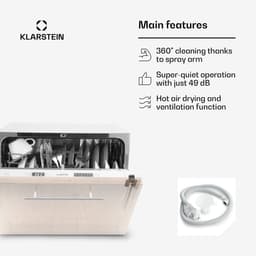 Klarstein Vaatwasser Mini voor 6 Couvert, Stille Inbouw Vaatwasser klein met 6 Programma’s, Tafelmodel Vaatwasser voor Thuis, Kantoor en Camping, Mini Vaatwasser met Wateraansluiting - Vaatwasmachine Afwasmachine - 6 Maatgedekken 52 cm - voor Singles — thumbnail 8