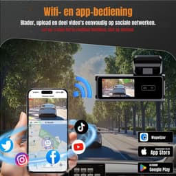 TIM® Dual Dashcam - Dashcam Voor Auto 1080p - Voor en Achter Camera – Auto Camera - G-Sensor - App Bediening – Parkeermodus - Zwart - 10cm x 4cm x 4cm — thumbnail 4
