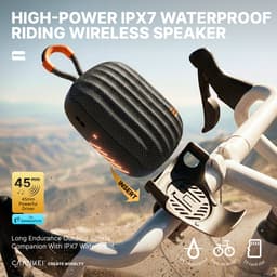 Ryoudavell - Bluetooth Speaker - Draadloze Compacte Fiets Speaker - Met Snap-Fit Fietshouder - IPX7 Waterproof - Windruis Onderdrukking - RGB Verlichting - TF-Kaart - Zwart — thumbnail 5