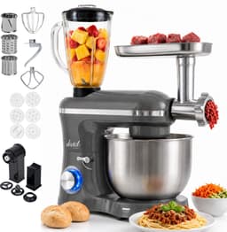 Vivid Green 2000W Keukenrobot - 6.2L - Alles-in-een Keukenmixer - Mixer met Mengkom - Keukenmachine - Gehaktmolen en Blender- Pastamachine – Grijs — thumbnail 1