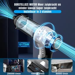 MRKK® Kruimeldief Draadloos - Auto Stofzuiger - Handstofzuiger - Grijs en Zwart — thumbnail 3