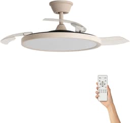 Fantiluxe - Varnvik - Plafondventilator met verlichting - Beige Transparant - Ø106cm - Afstandsbediening - Met lamp - Plafond ventilator - Slaapkamer — thumbnail 1