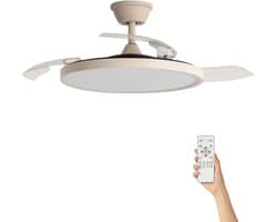 Fantiluxe - Varnvik - Plafondventilator met verlichting - Beige Transparant - Ø106cm - Afstandsbediening - Met lamp - Plafond ventilator - Slaapkamer