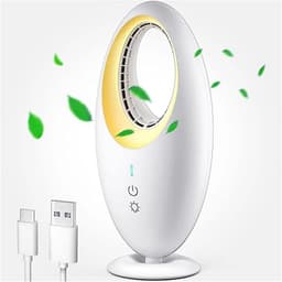 Bladloze Bureauventilator - Persoonlijke Ventilator Tafel - Frisse Lucht Creëren - Veilig Bladloos Ontwerp - Draagbaar 4000mAh - Wit — thumbnail 3