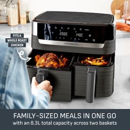Tefal Easy Fry Double Zone Digital Air Fryer, 2 Drawers, 8.3 L, 8-in-1, Air Frying, Extra Crunchy, Roasting, Baking, Warming, Dehydrating, 6 Servings, Non-Stick Coating, Baskets Suitable for — thumbnail 2