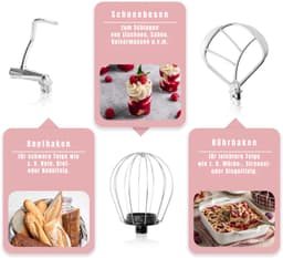 QUOVO® Mixer met mengkom - Mixer - Mixer met mengkom keukenmachine - Roze - 21cm x 35cm x 32cm; 4.5kg — thumbnail 5