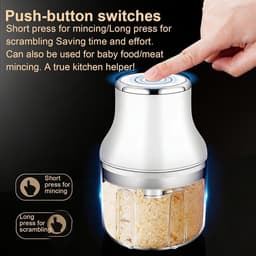 Mini Keukenmachine - Elektrische Hakker - Voedselbereiding - Draadloos en Compact - 250 ml - Wit — thumbnail 4