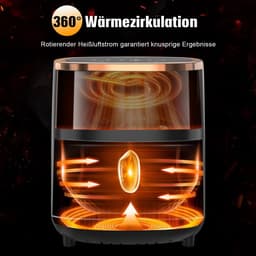 Heteluchtfriteuse - Airfryer - Gezond Koken - 8 Programma's - 6 Liter - Zwart — thumbnail 4