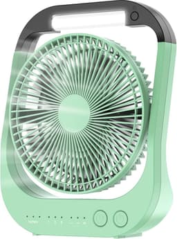 Camping ventilator 10000mAh oplaadbaar - Tafelventilator met LED lamp, timer, 4 snelheden en 180° rotatie — thumbnail 1