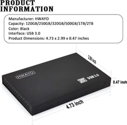 Externe Harde Schijf - Draagbare Opslag - Bestanden Opslaan - Plug and Play - 2.5 inch - Zwart — thumbnail 2