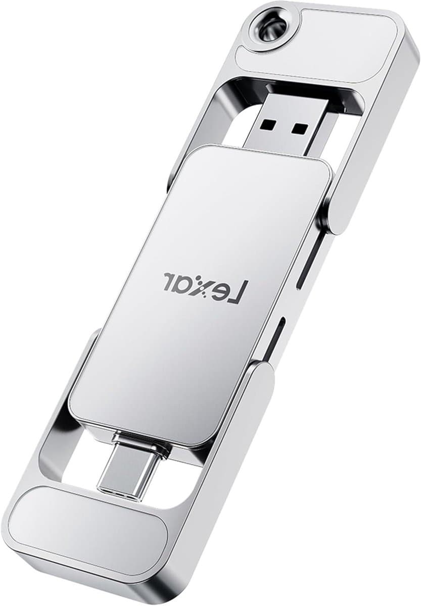 Draagbare SSD - Externe Opslag - Bestanden Overzetten - Dubbele USB Connectoren - 512 GB - Zilver — afbeelding 1
