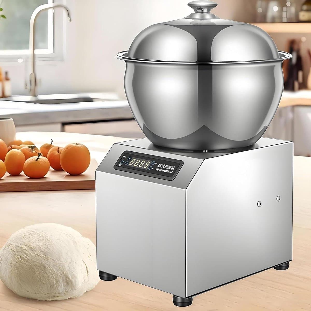 Deegkneder Machine - Broodmixer Bloemkneedmachine - Bakken Brood Pizza - Dubbele Rotatie Motor - 8 kg Capaciteit - Zilver — afbeelding 1