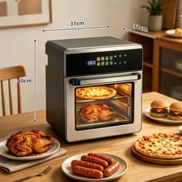 Heteluchtfriteuse Oven - Multifunctionele Airfryer - Gezond Koken - 8-in-1 Functies - 16 Liter XXL - Roestvrij Staal — thumbnail 2