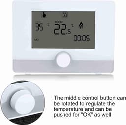 Programmeerbare Thermostaat - Intelligente Regelaar - Comfort Verwarmen - Groot LCD Display - 7 Dagen - Wit — thumbnail 3