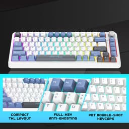 Volkano Gaming Phantom X2 - Gaming Toetsenbord - Mechanisch - Draadloos toetsenbord - RGB - 82-Key - Tri-mode - Qwerty - Wit — thumbnail 4