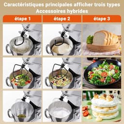 Keukenmachine - Mixer - Bakken en Koken - 10 Snelheden - 5 Liter - Zilver — thumbnail 3