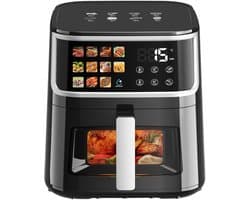 Novari Airfryer - Heteluchtfriteuse - Friteuse - Frituurpan - 8 Liter - 11 vooraf ingestelde programma's - LED-display - Zwart