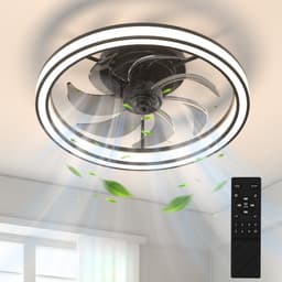 Haobosic Plafondventilator met Verlichting - 7 Transparante Bladen - 35W - Dimbare 3000-6500K - Met Afstandsbediening - Zwart - Modern Luxe - Voor Woonkamer Slaapkamer — thumbnail 2