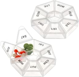 Weekly Tablet Box met 7 Compartimenten, Ideaal voor Medicijnen, Reizen en Ouderen, 2 Stuks — thumbnail 1