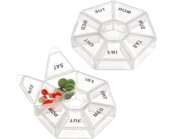 Weekly Tablet Box met 7 Compartimenten, Ideaal voor Medicijnen, Reizen en Ouderen, 2 Stuks