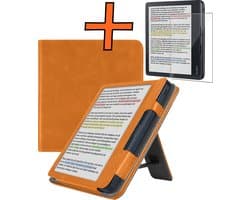 Hoesje Geschikt voor Kobo Libra Colour Lederen Hoes Book Case Met Screenprotector - Hoes Geschikt voor Kobo Libra Colour Hoesje Book Cover Leer - Bruin